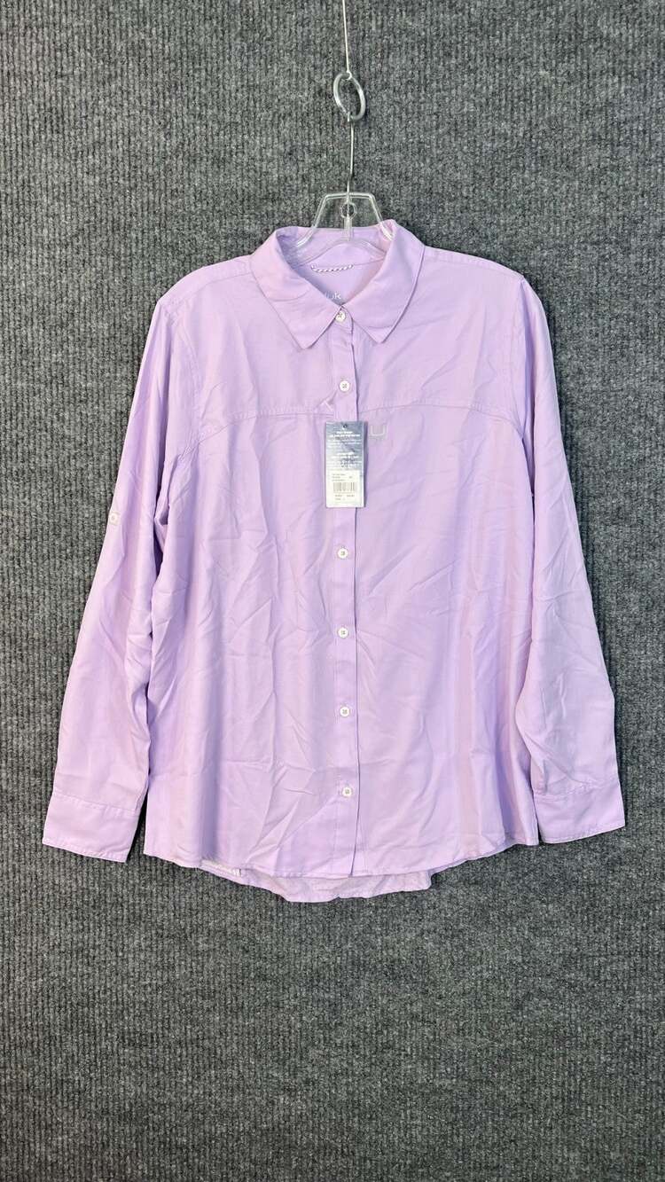 Huk Womens Tide Point Shirt Large Purple Long Sleeve Angler Lightweight Outdoor